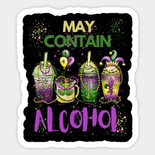 Mardi Gras May Contain Alcohol Coffee Cups Sticker